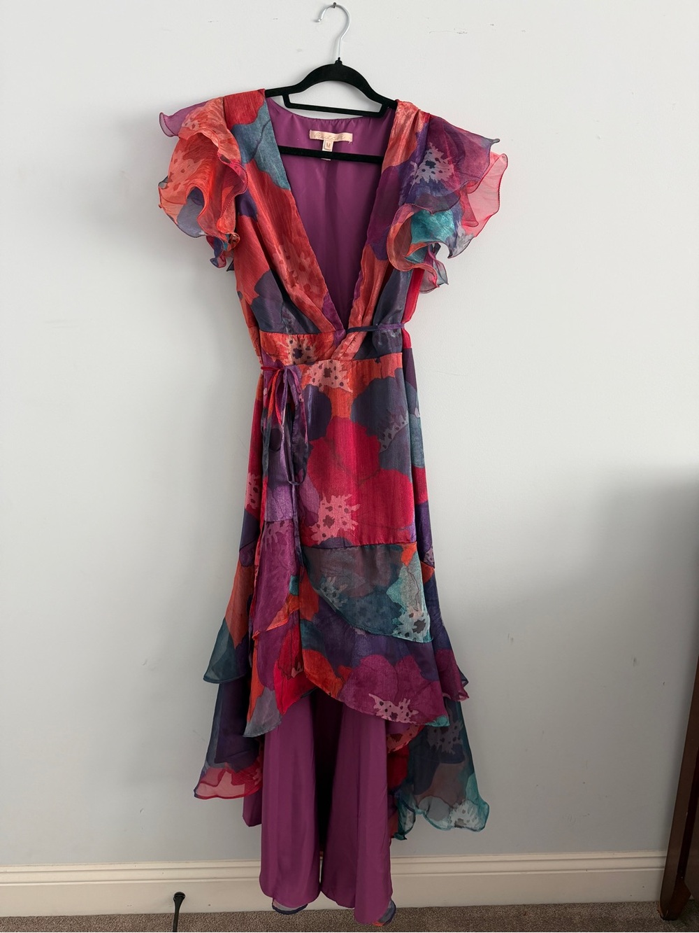 Hutch Multicolor Floral Ruffle High Low Maxi Dress Size M